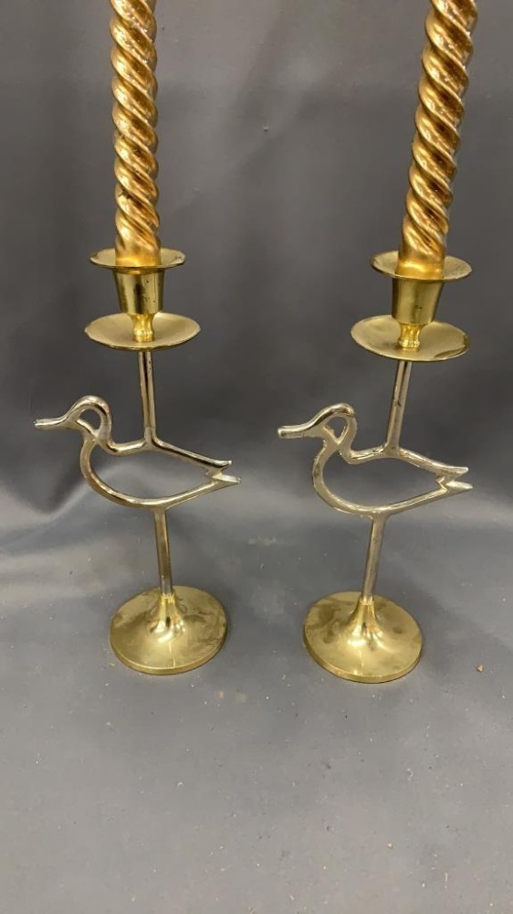 Pair Of Duck Candlesticks 10"