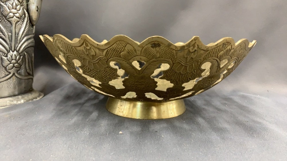 Metal Decor Bowl And Trash Can 12"