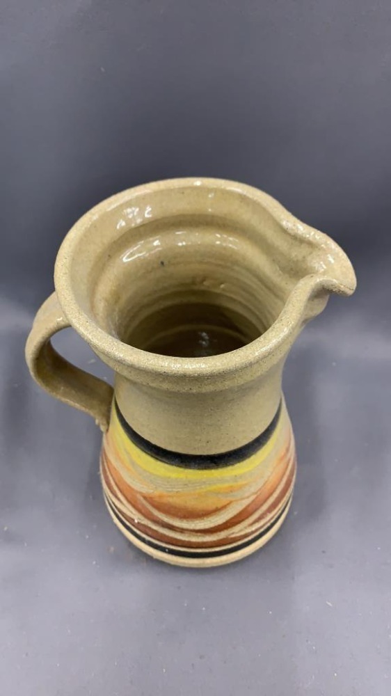 Signed Pottery Pitcher 8"