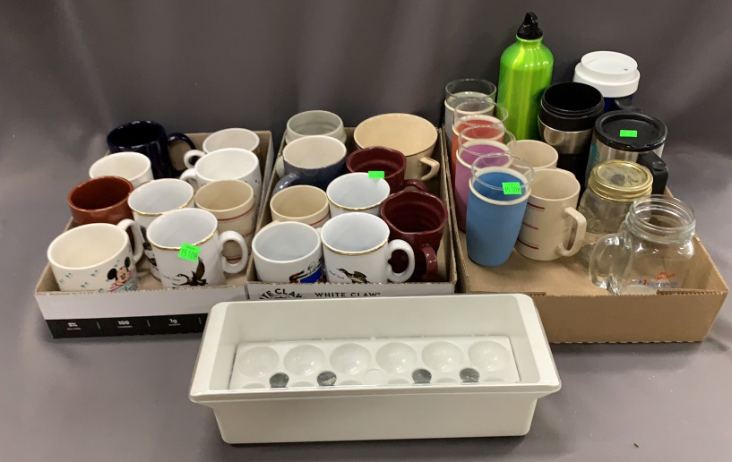 Assorted Coffee Mugs, Cups, Egg Holder