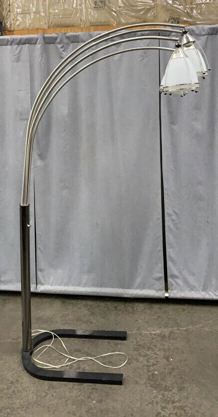 Arched Floor Lamp With 4 Lights, One Shade Missing