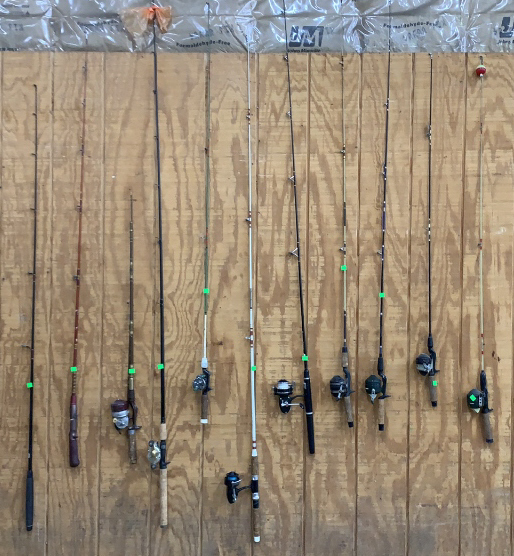 11 Fishing Poles, 9 Reels