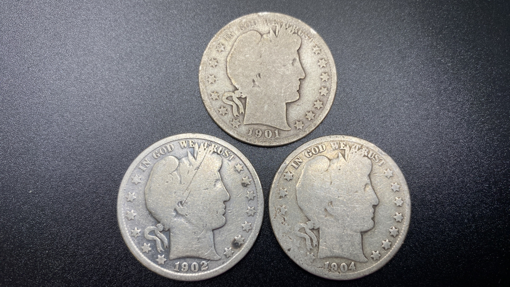 3 BARBER HALF DOLLARS