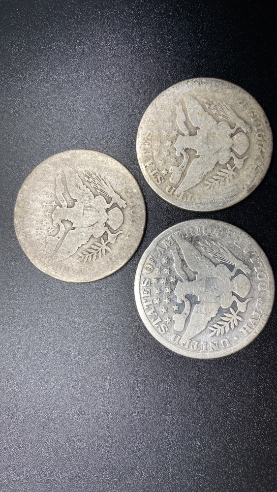 3 BARBER HALF DOLLARS