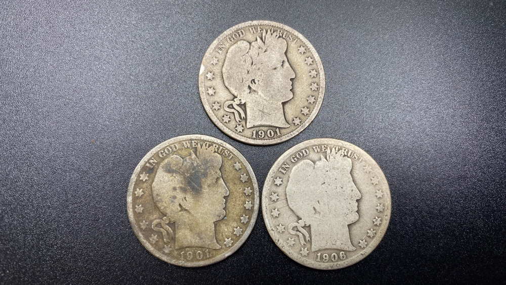 3 BARBER HALF DOLLARS