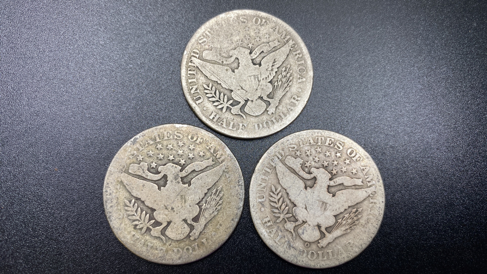 3 BARBER HALF DOLLARS