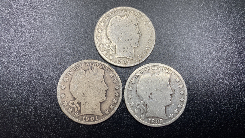 3 BARBER HALF DOLLARS
