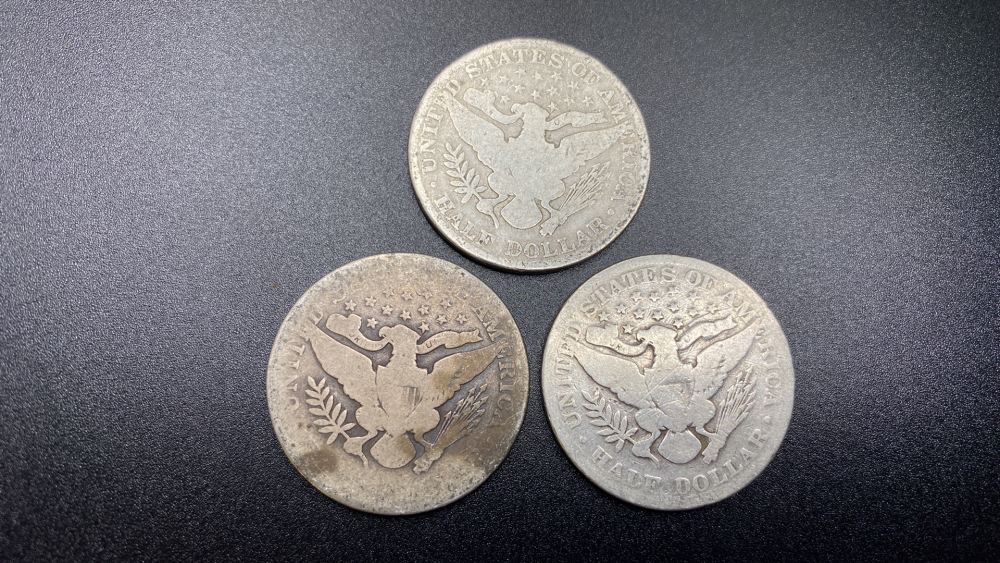 3 BARBER HALF DOLLARS