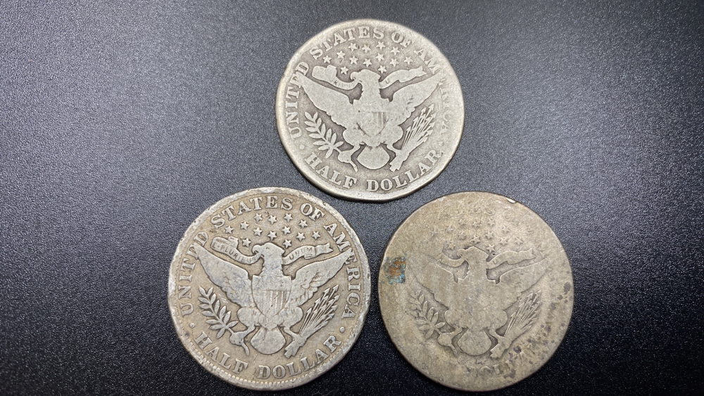3 BARBER HALF DOLLARS