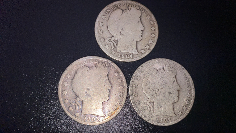 3 BARBER HALF DOLLARS