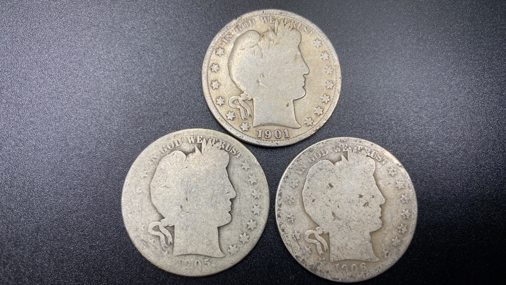 3 BARBER HALF DOLLARS