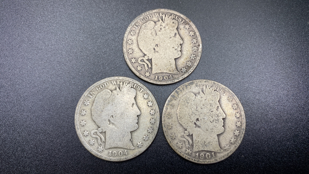 3 BARBER HALF DOLLARS