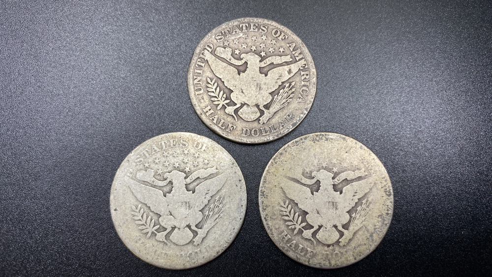3 BARBER HALF DOLLARS
