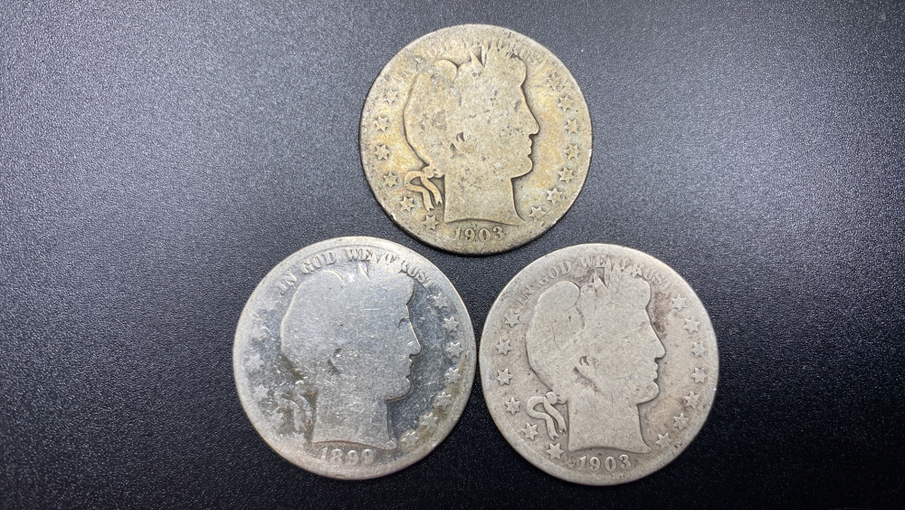 3 BARBER HALF DOLLARS