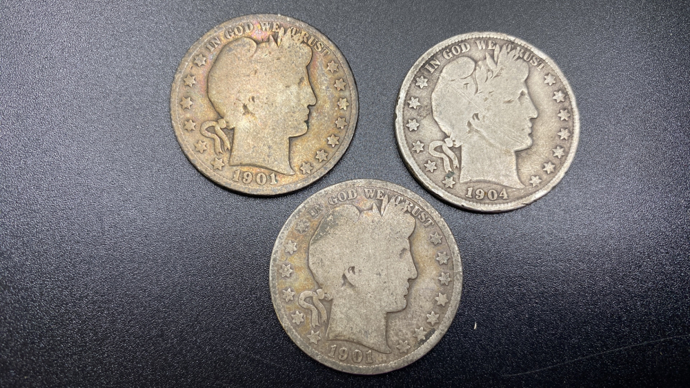 3 BARBER HALF DOLLARS
