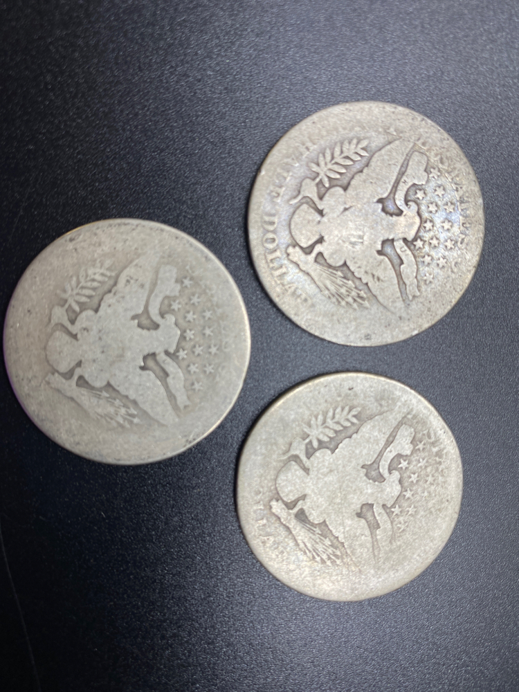 3 BARBER HALF DOLLARS