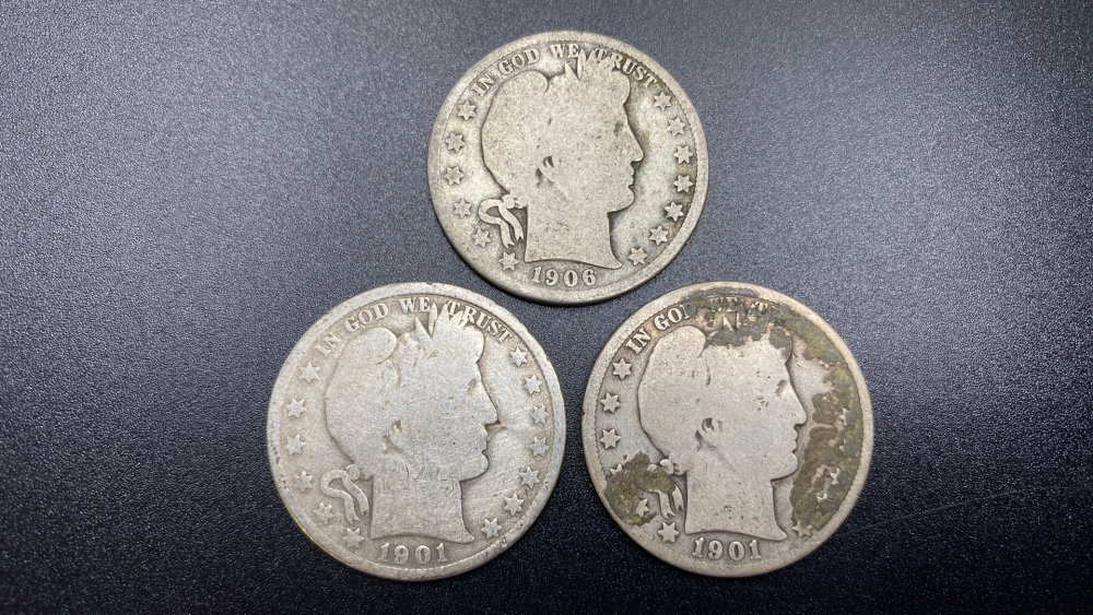 3 BARBER HALF DOLLARS