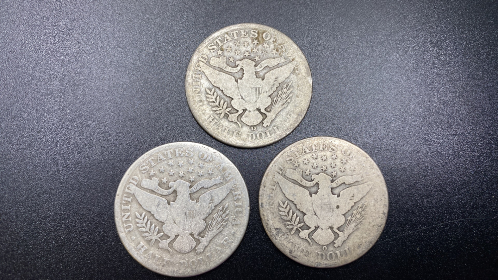 3 BARBER HALF DOLLARS
