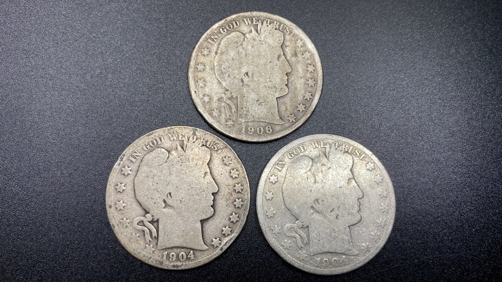 3 BARBER HALF DOLLARS