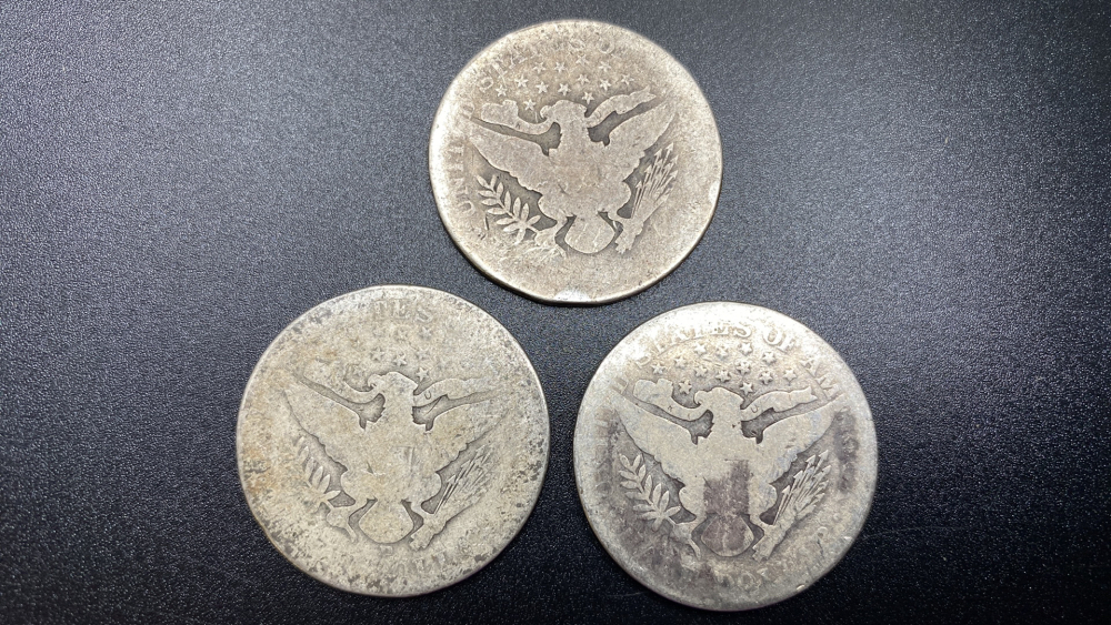 3 BARBER HALF DOLLARS