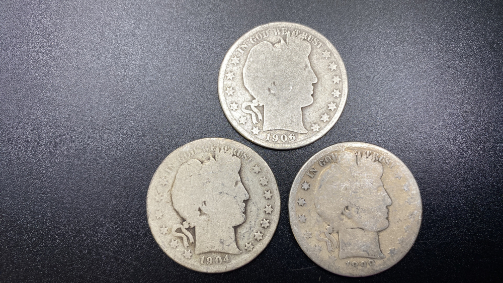 3 BARBER HALF DOLLARS