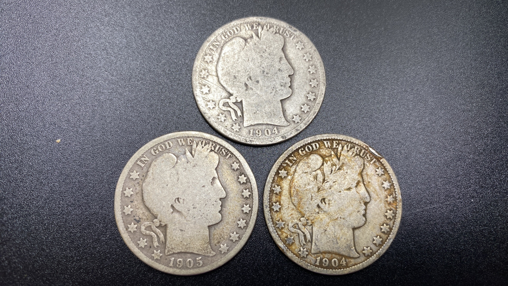 3 BARBER HALF DOLLARS