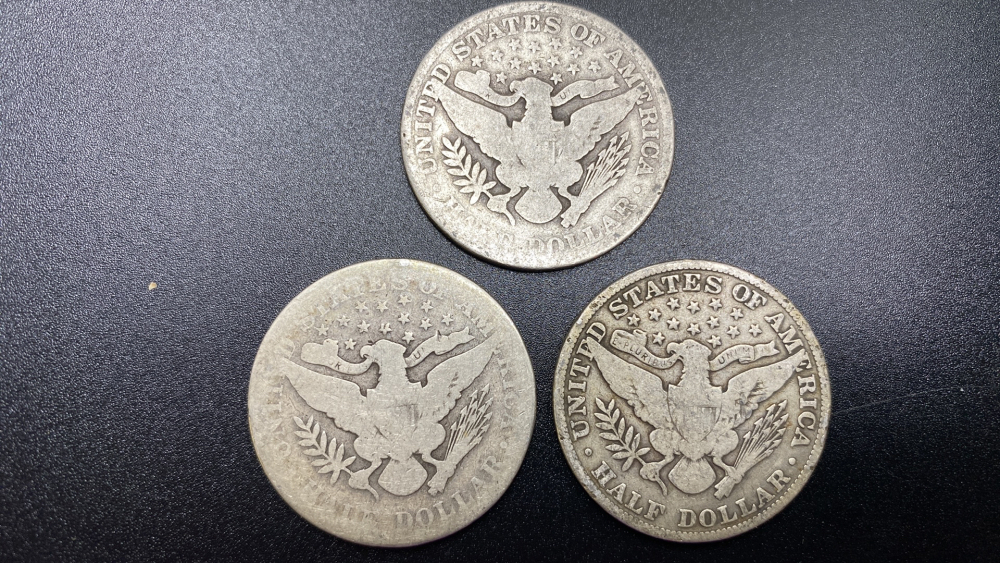 3 BARBER HALF DOLLARS
