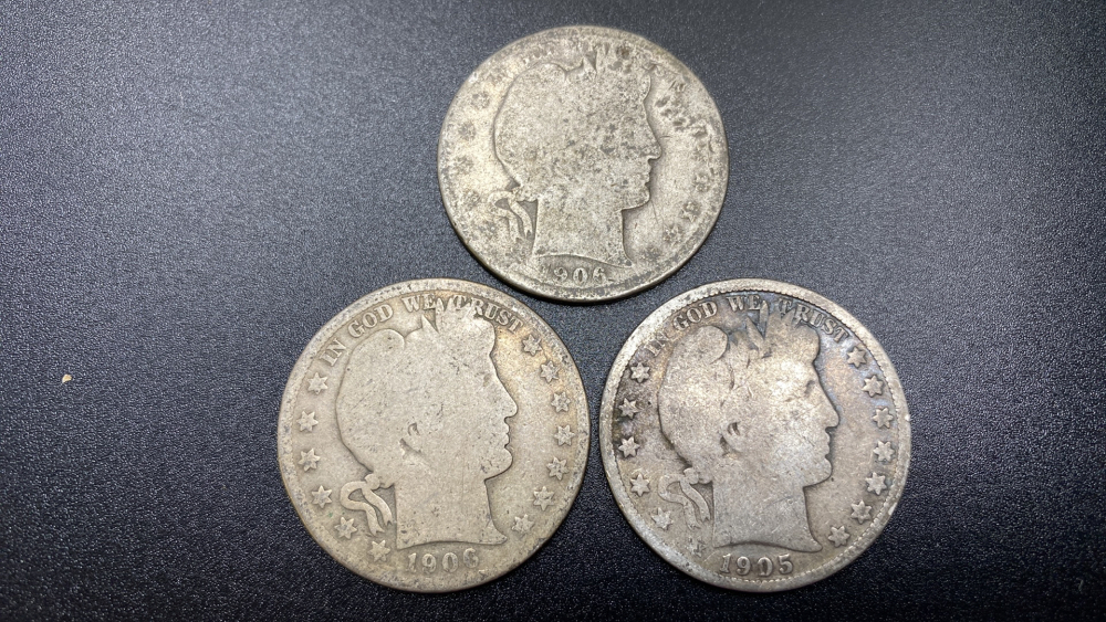 3 BARBER HALF DOLLARS