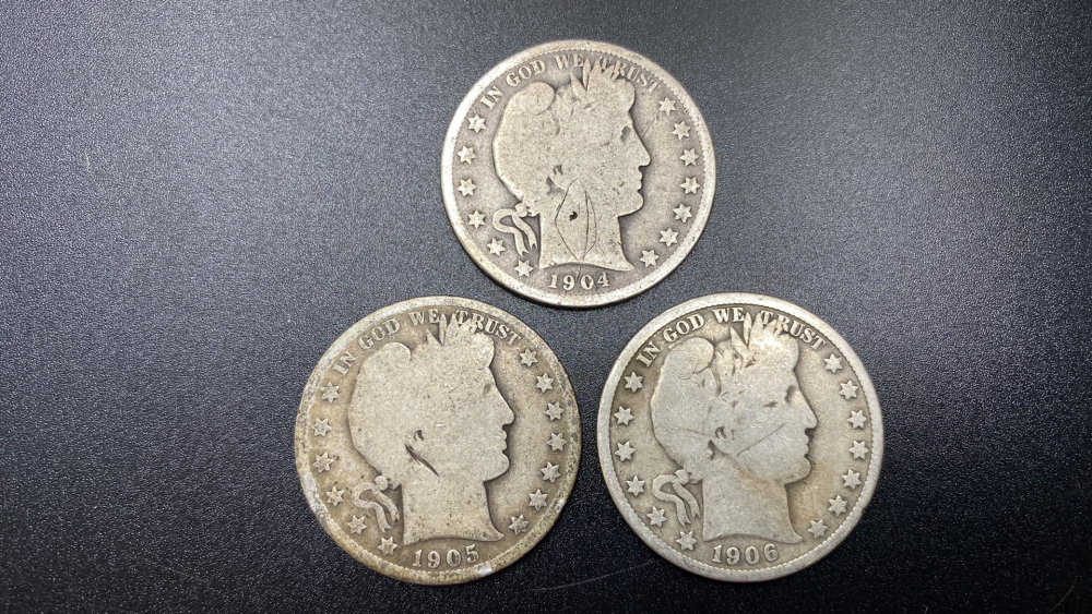 3 BARBER HALF DOLLARS