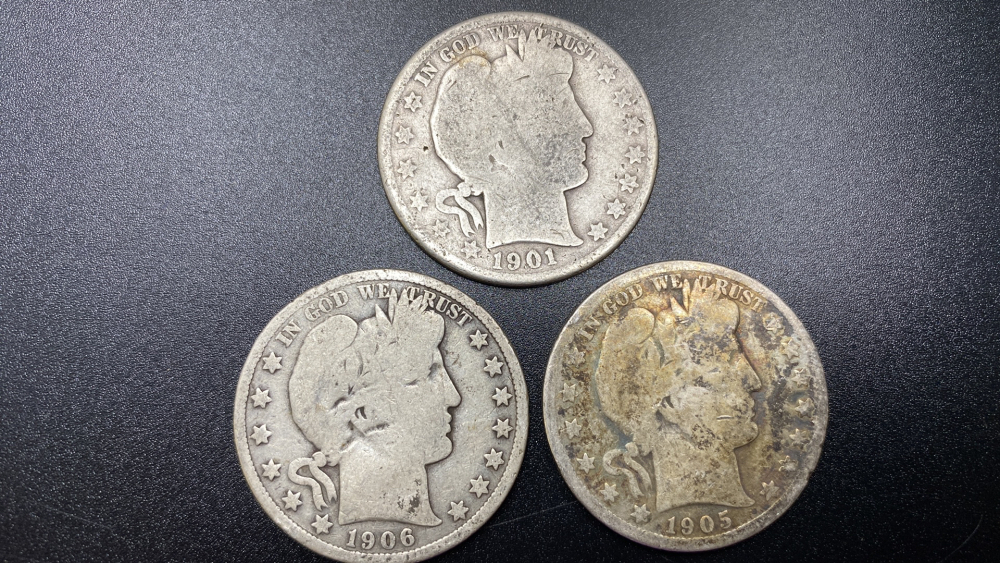 3 BARBER HALF DOLLARS