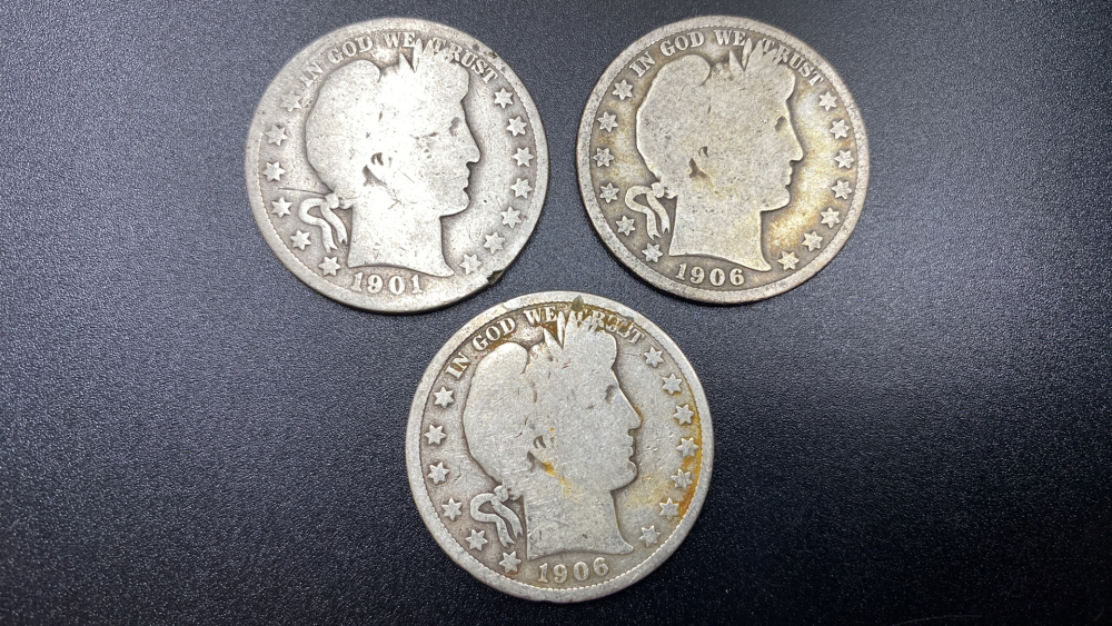 3 BARBER HALF DOLLARS