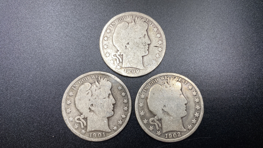 3 BARBER HALF DOLLARS