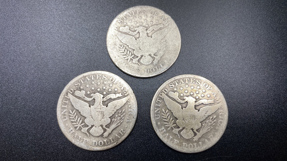 3 BARBER HALF DOLLARS