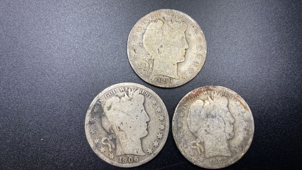 3 BARBER HALF DOLLARS