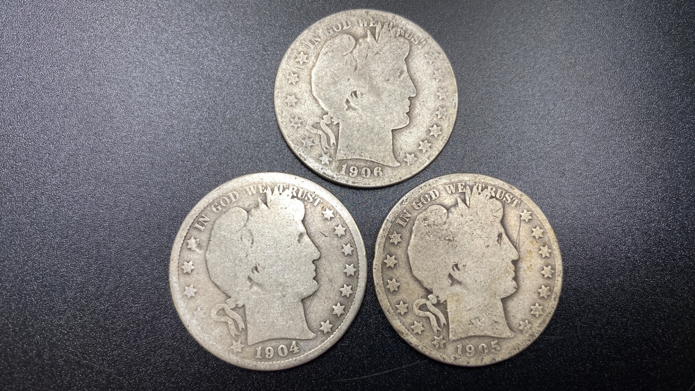 3 BARBER HALF DOLLARS