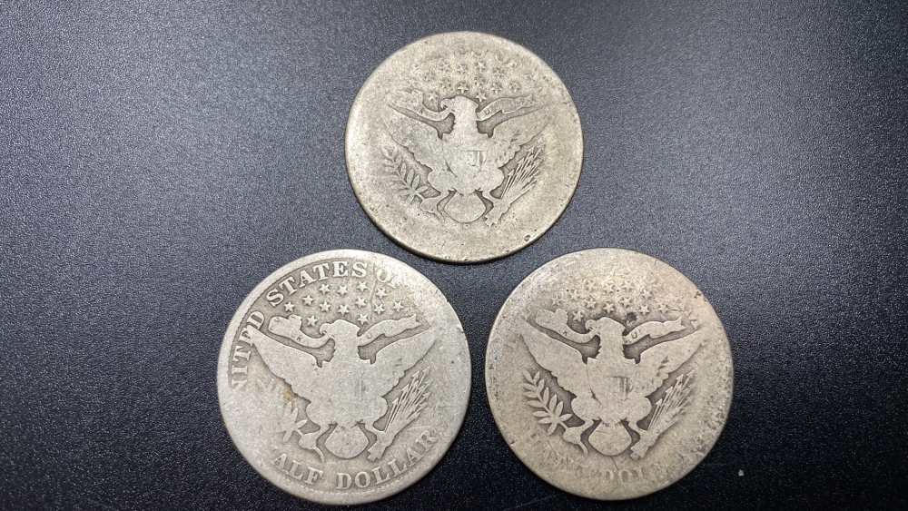 3 BARBER HALF DOLLARS