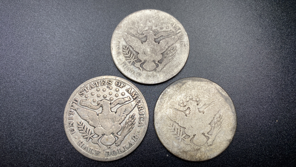 3 BARBER HALF DOLLARS