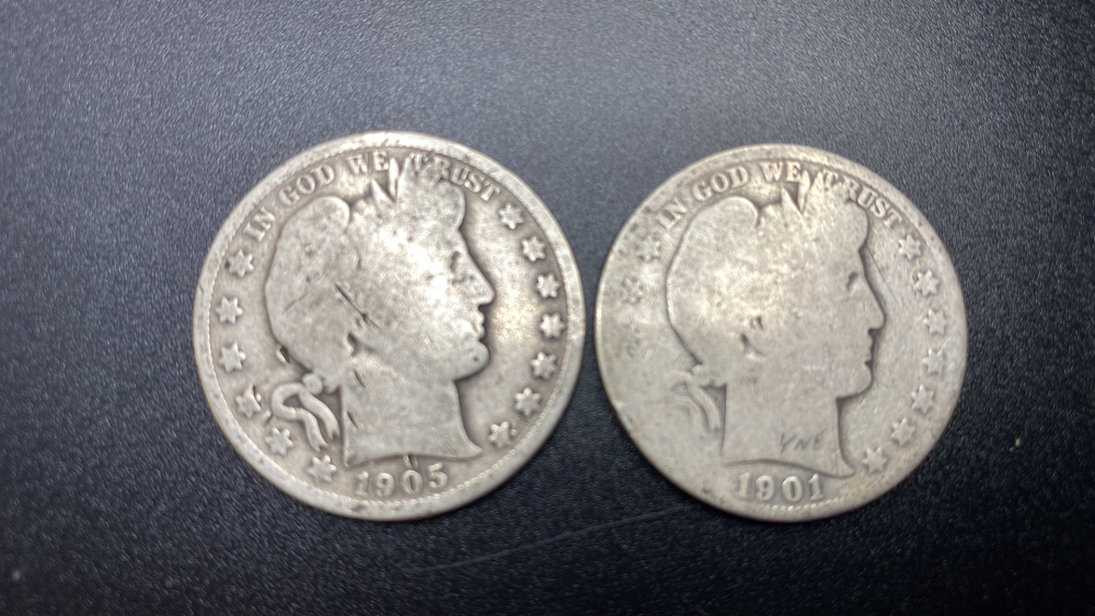 2 BARBER HALF DOLLARS