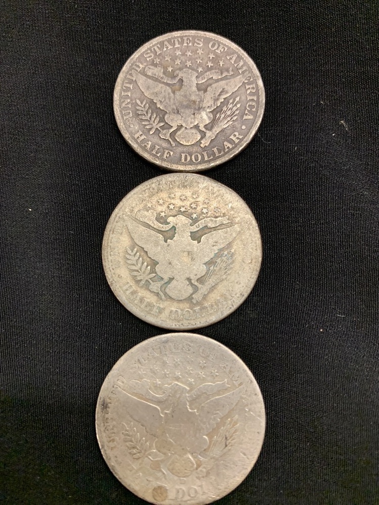 3 BARBER HALF DOLLARS