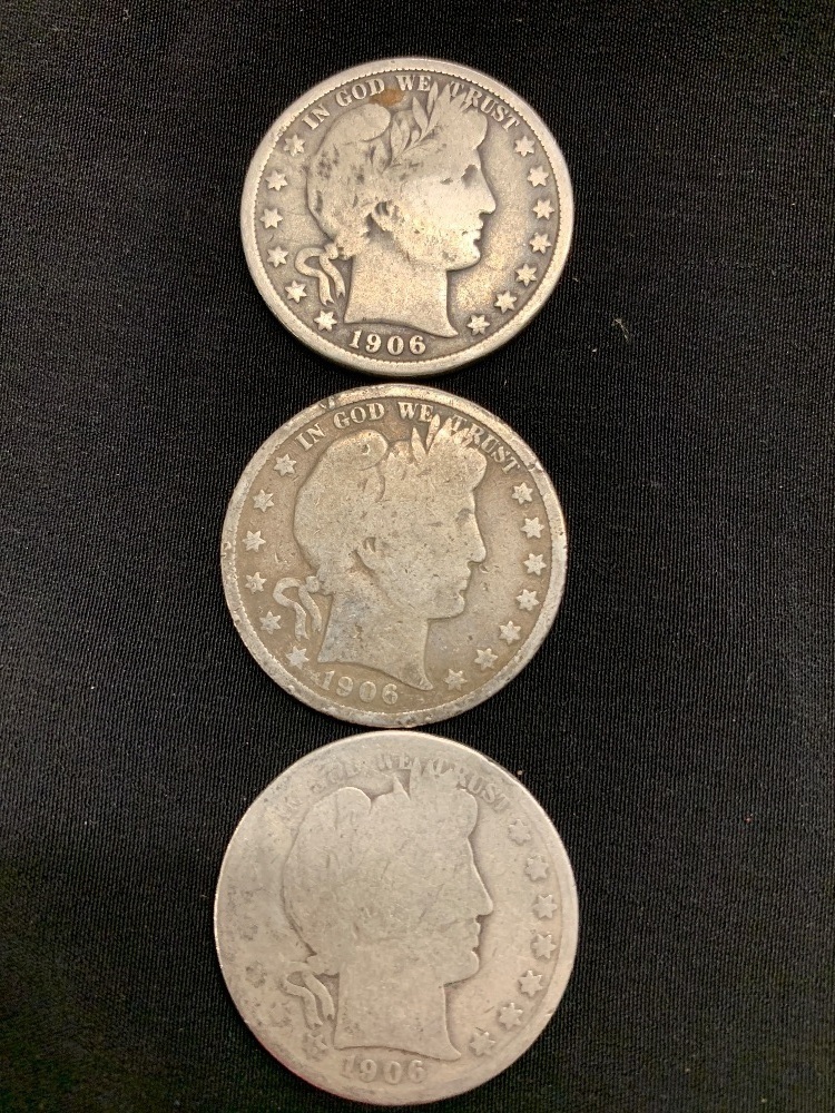 3 BARBER HALF DOLLARS