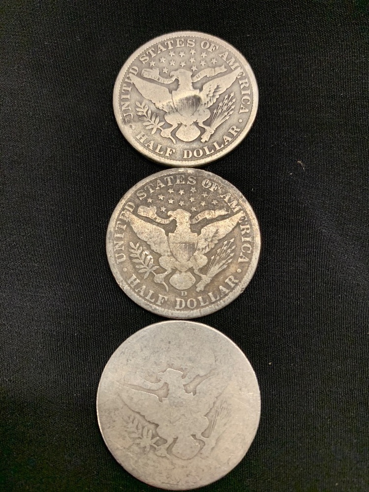 3 BARBER HALF DOLLARS