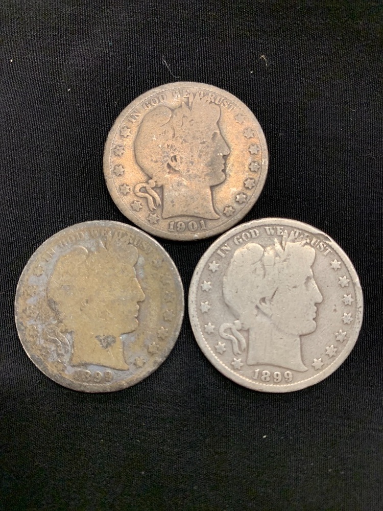 3 BARBER HALF DOLLARS