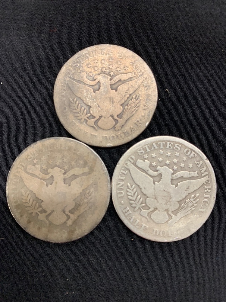 3 BARBER HALF DOLLARS