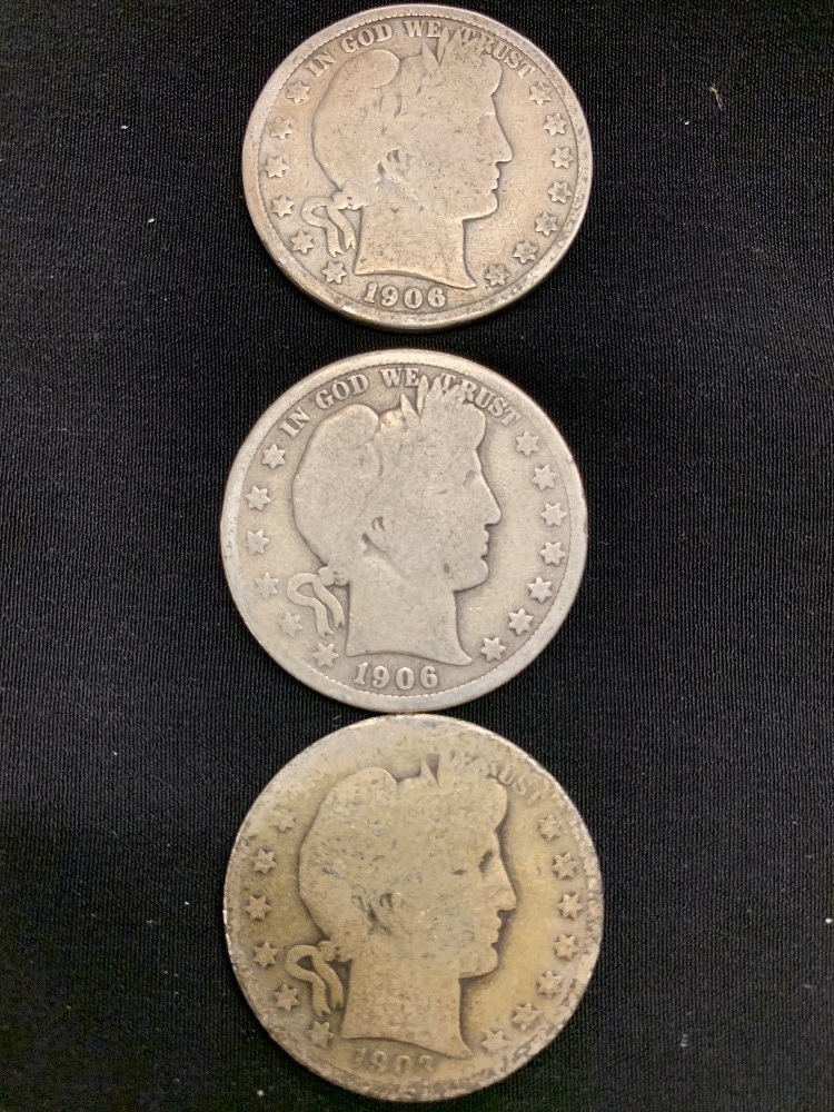3 BARBER HALF DOLLARS