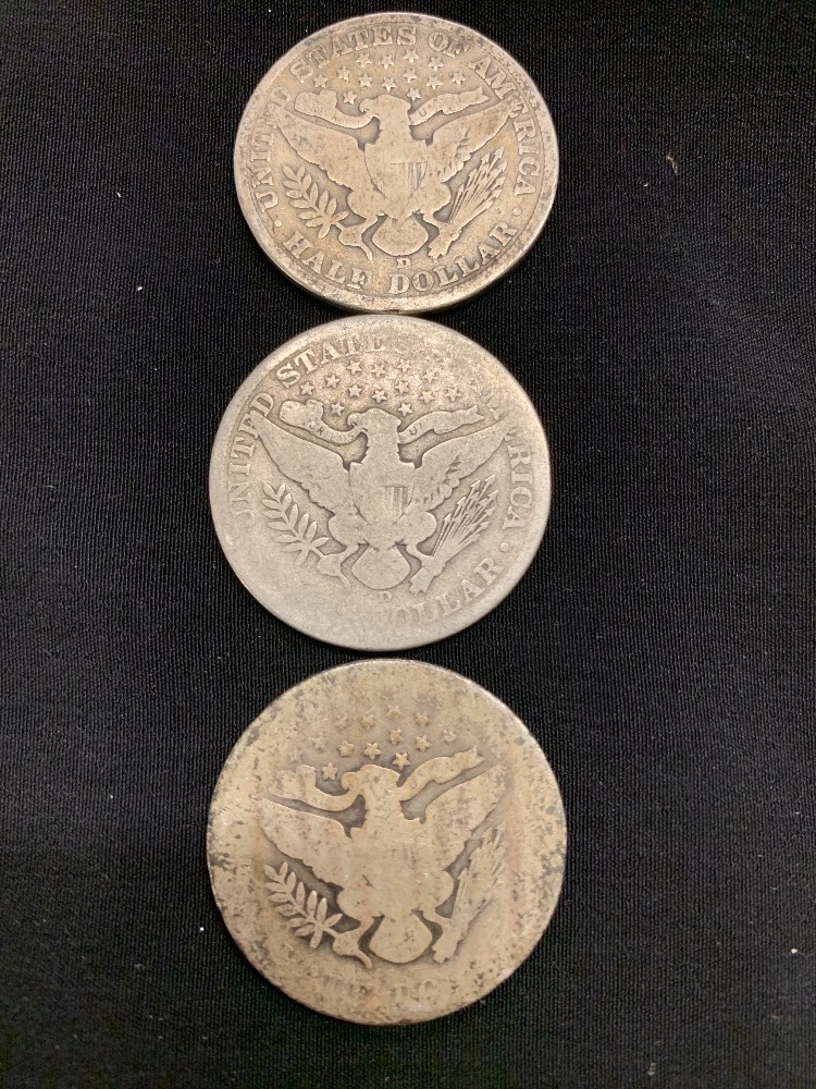 3 BARBER HALF DOLLARS