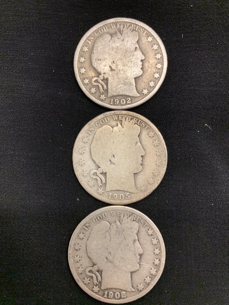 3 BARBER HALF DOLLARS