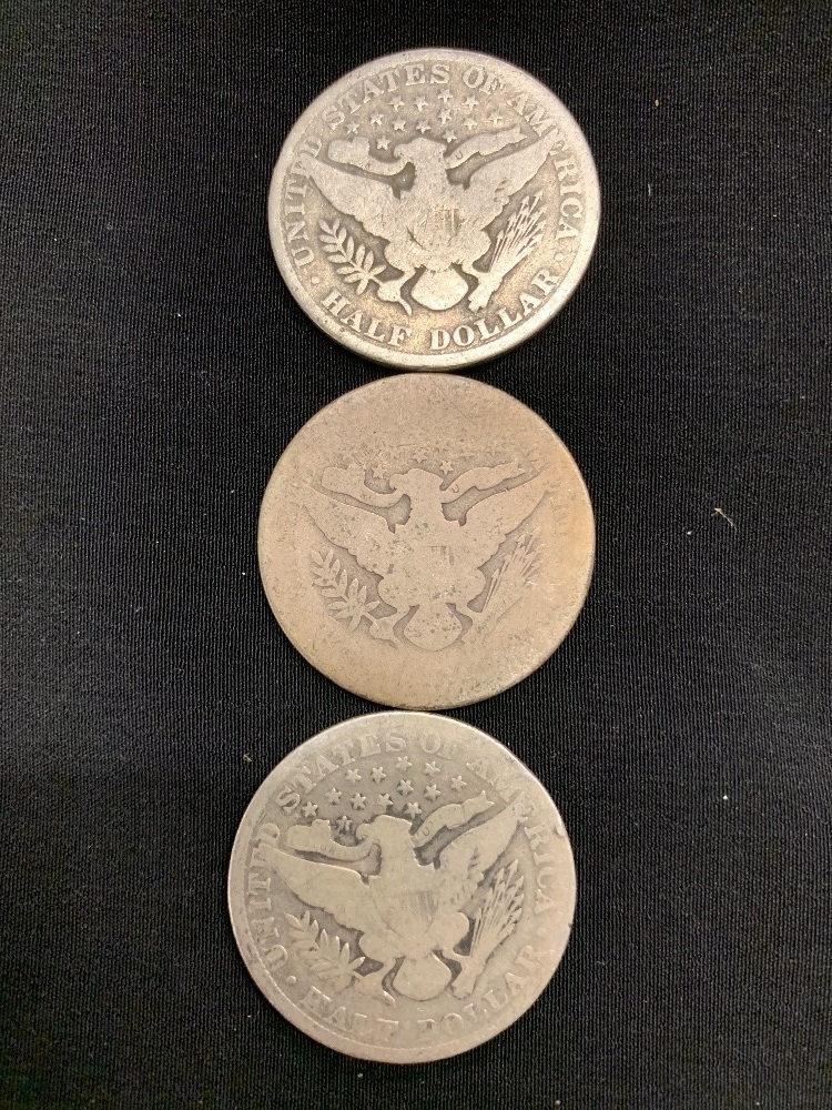 3 BARBER HALF DOLLARS