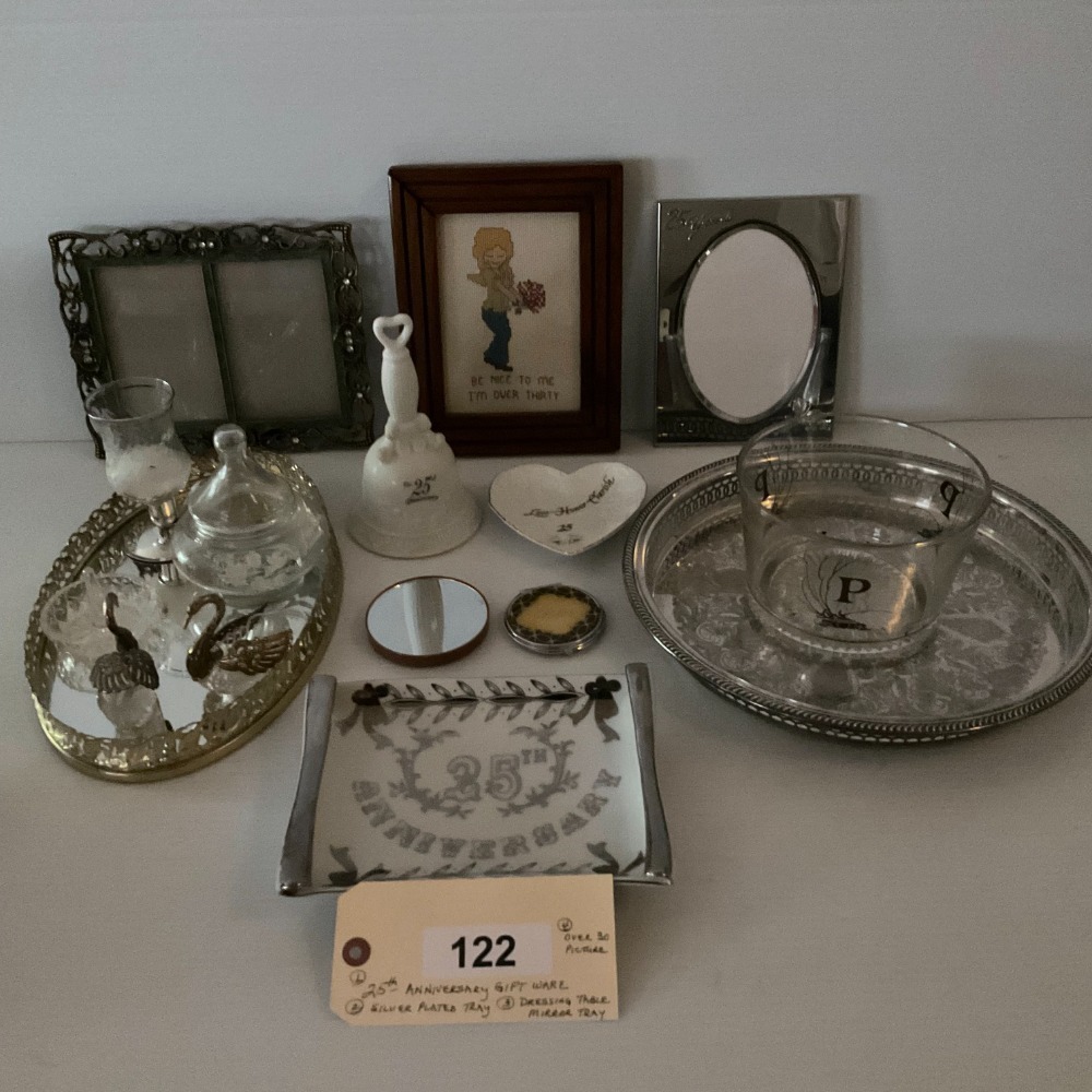 25th Anniversary Giftware, Silver Plate Tray, Dressing Table Mirror Tray, Over 30 Picture