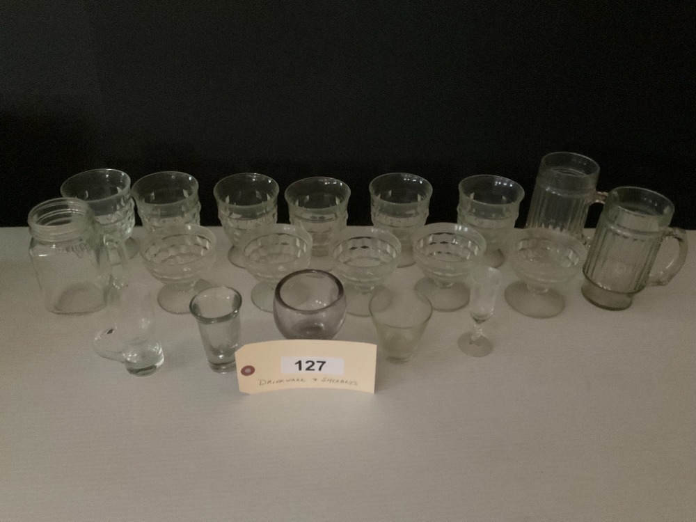 Fostoria American 6 Goblets, 5 Sherbets, & 8 Other Glass Pieces