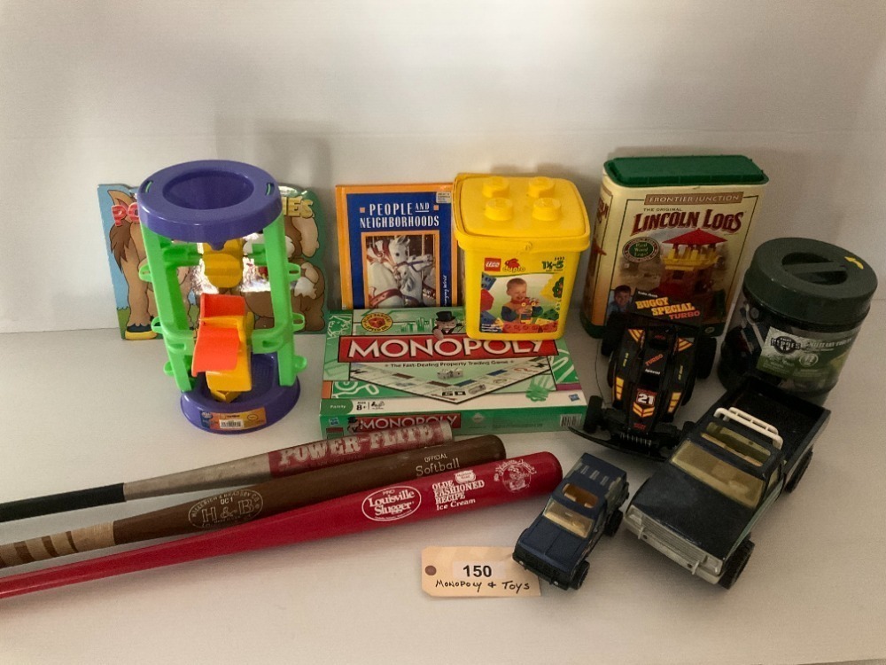 Monopoly, Lincoln Logs, Toy Cars & Vehicles, Books, Legos, Many Childrens Toys Not Shown